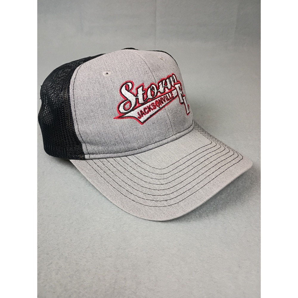 Port Authority Storm Jacksonville FL Trucker Hat Grey Black Snapback Mesh Cap